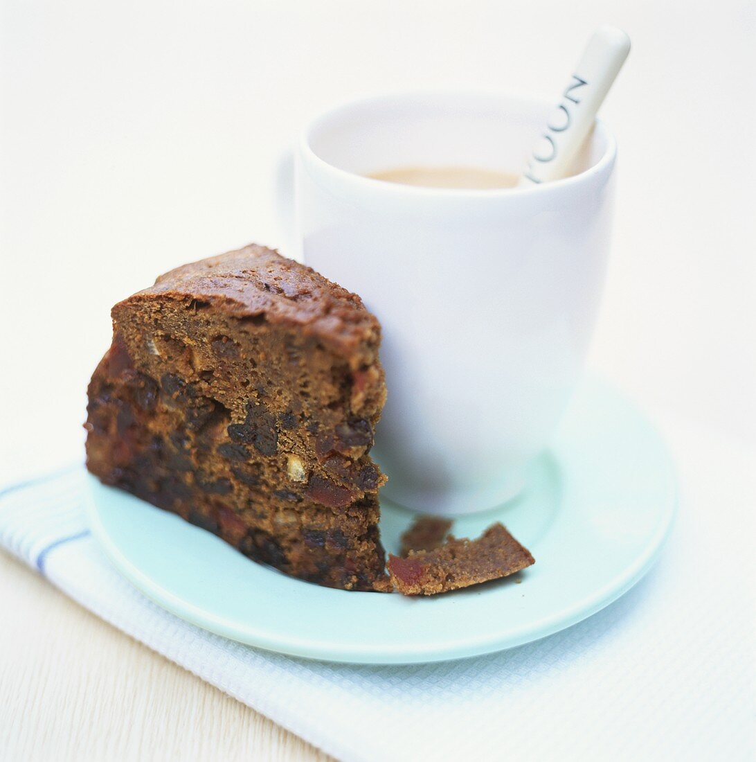 Piece of fruit cake to serve with tea