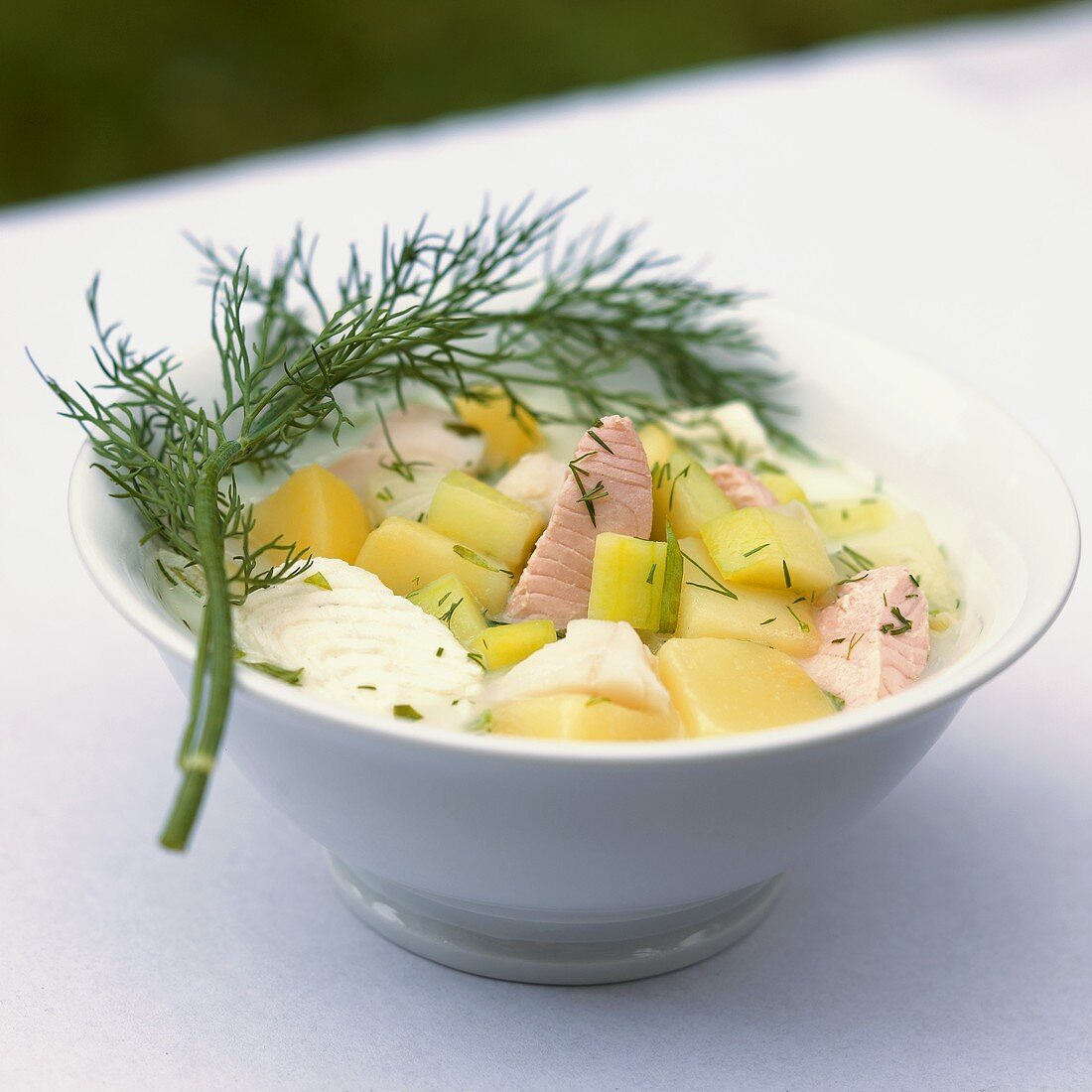 Fish stew with cucumber and dill