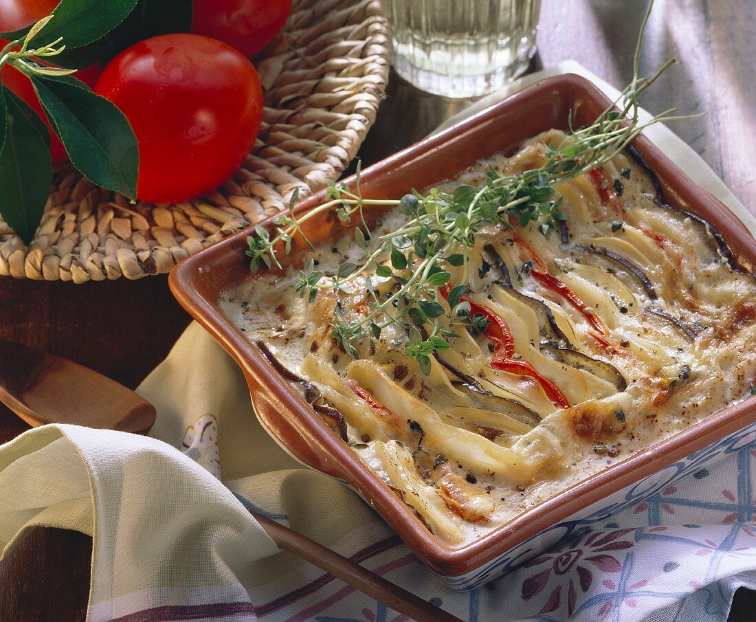 Kartoffel-Auberginen-Lasagne mit Kräutern