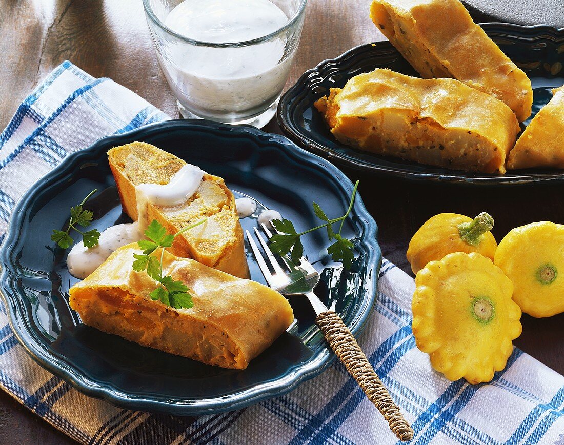 Potato and pumpkin strudel