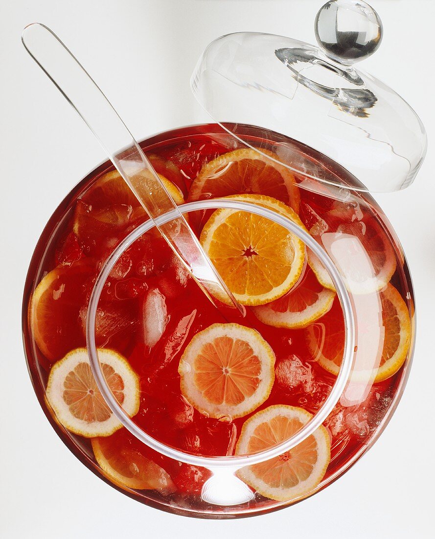 Sangria in a punch bowl
