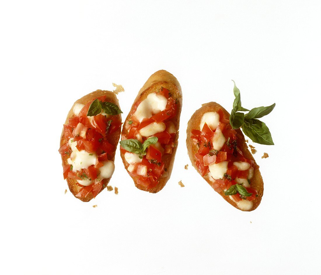 Crostini Margherita (Röstbrote mit Tomaten & Mozzarella)
