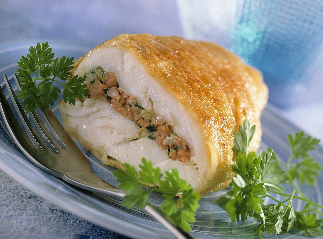 Turbot cordon bleu with smoked salmon stuffing