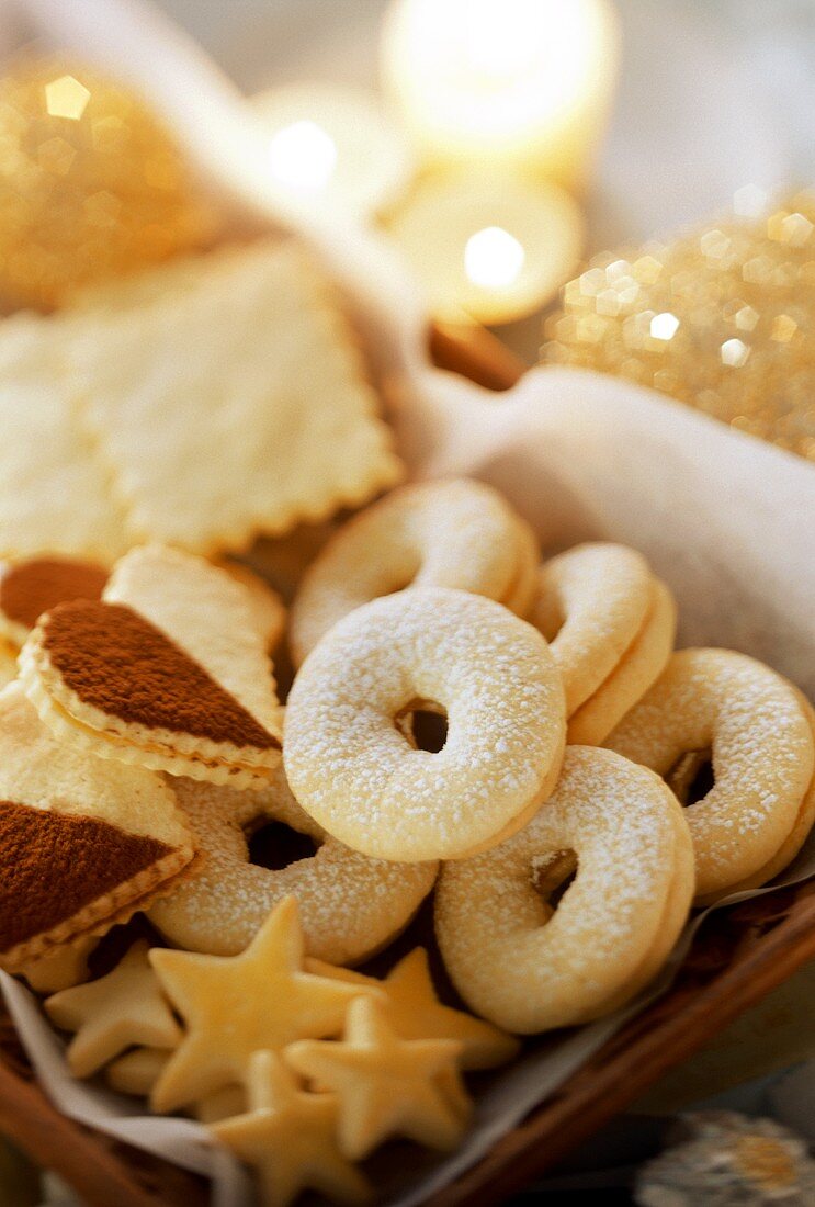 Christmas biscuits: stars, rings and hearts