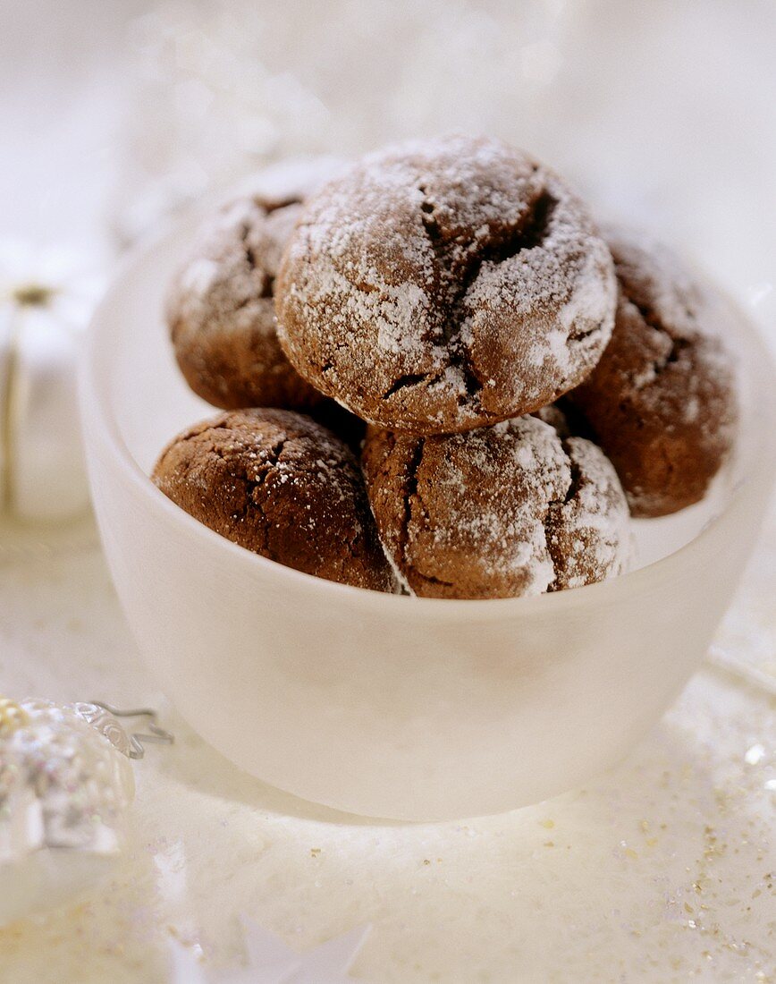 Chocolate cookies in a dish