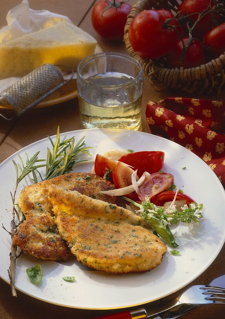Turkey escalope with herb and parmesan panade
