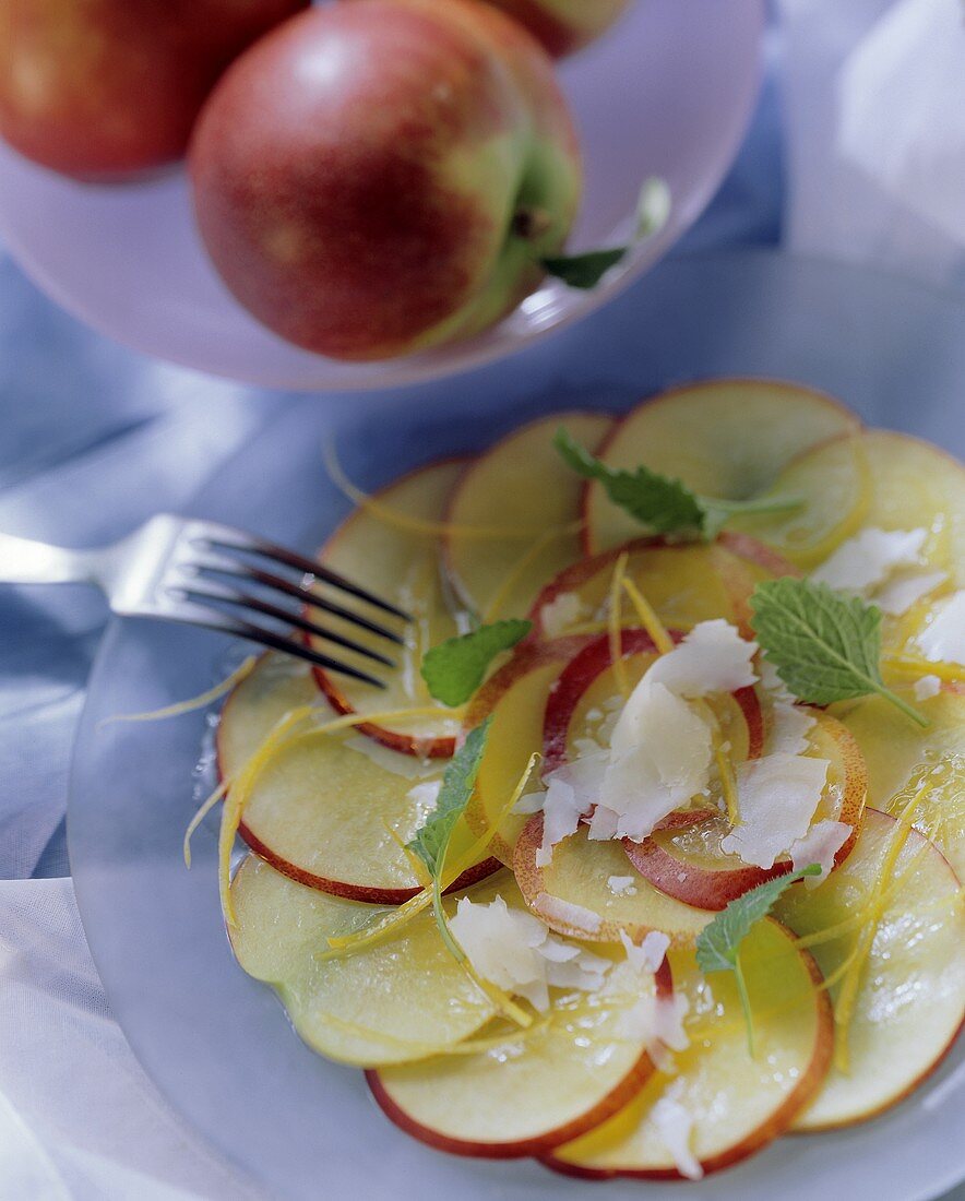 Nectarine carpaccio with parmesan