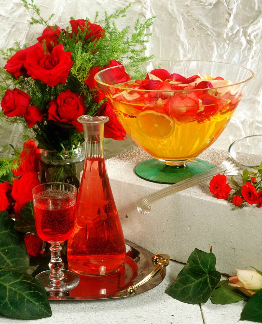 Rose liqueur and rose punch