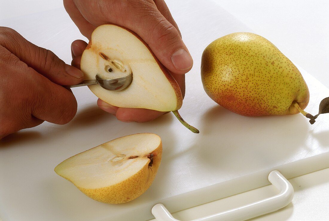Coring a pear