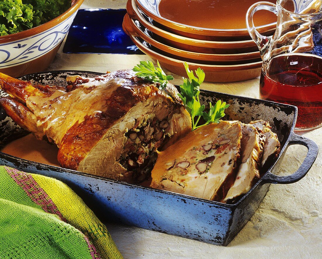 Leg of lamb with bean and egg stuffing (Argentina)