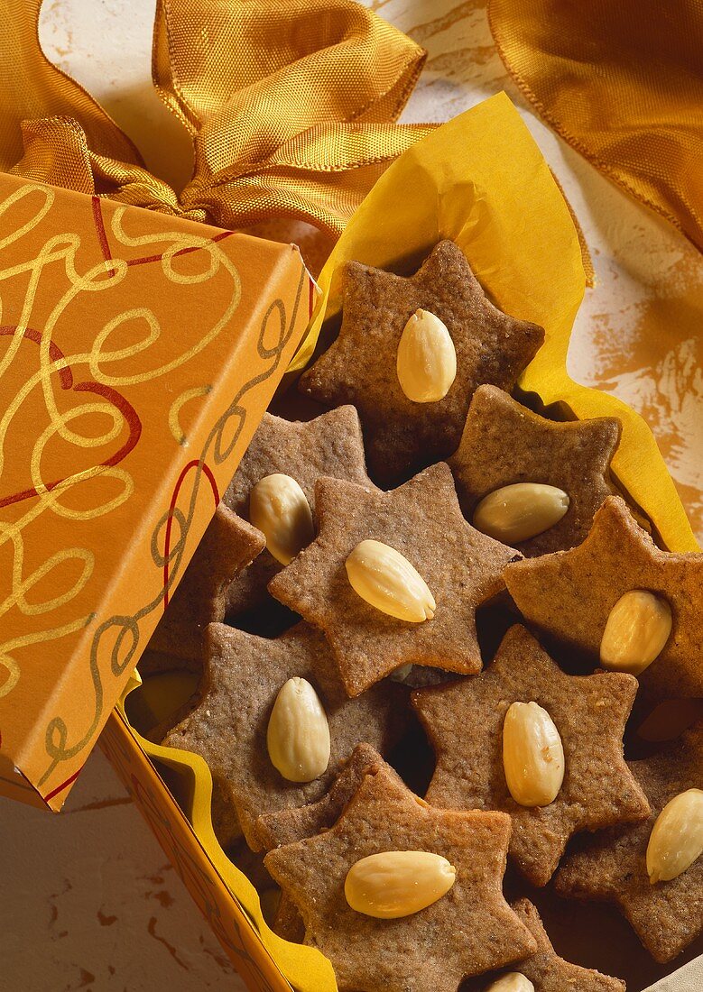 Almond stars in gift packing