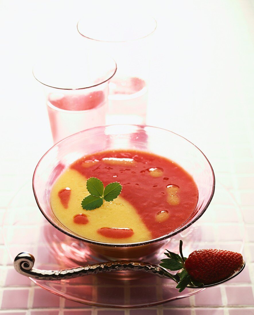 Cold apricot and strawberry soup