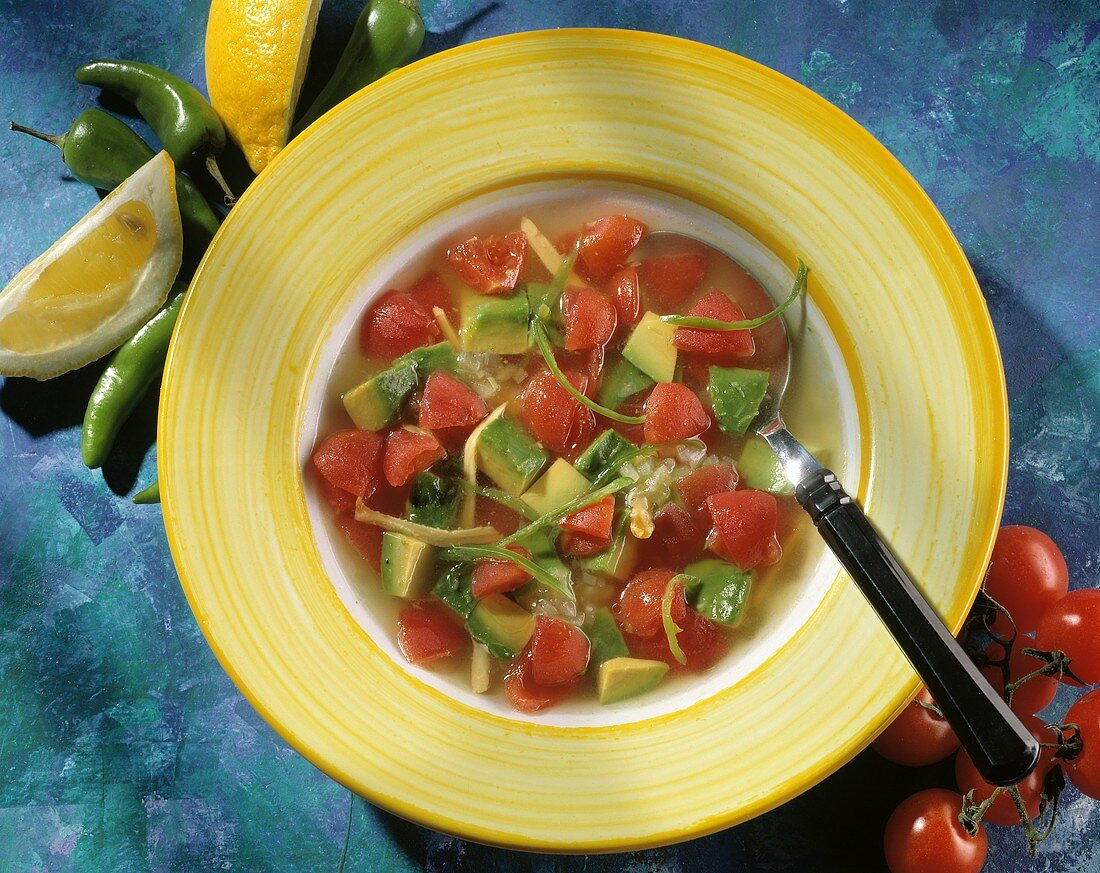 Tomato and avocado soup