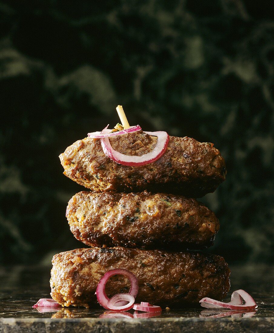 Cevapcici tower on marble slab