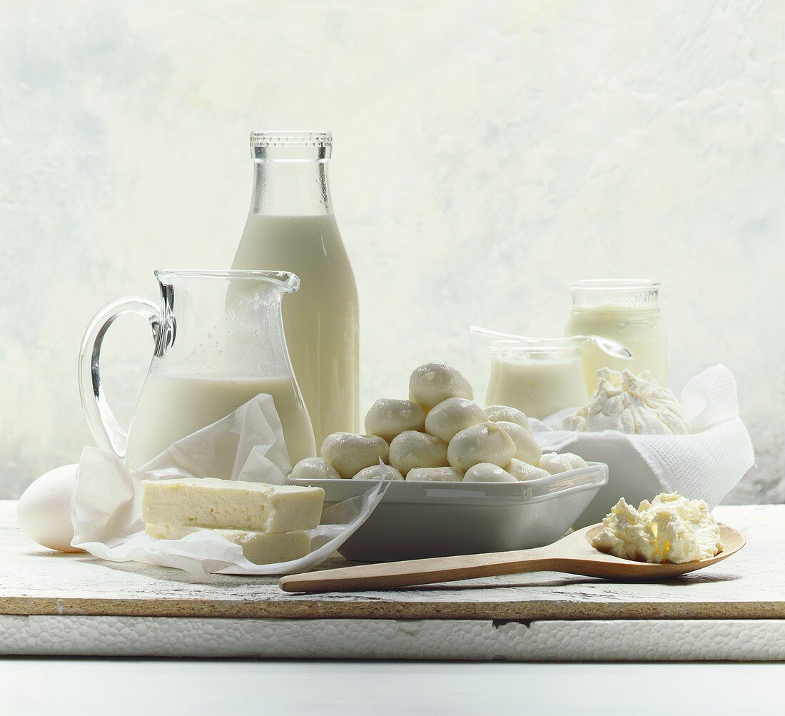 Still life with dairy products