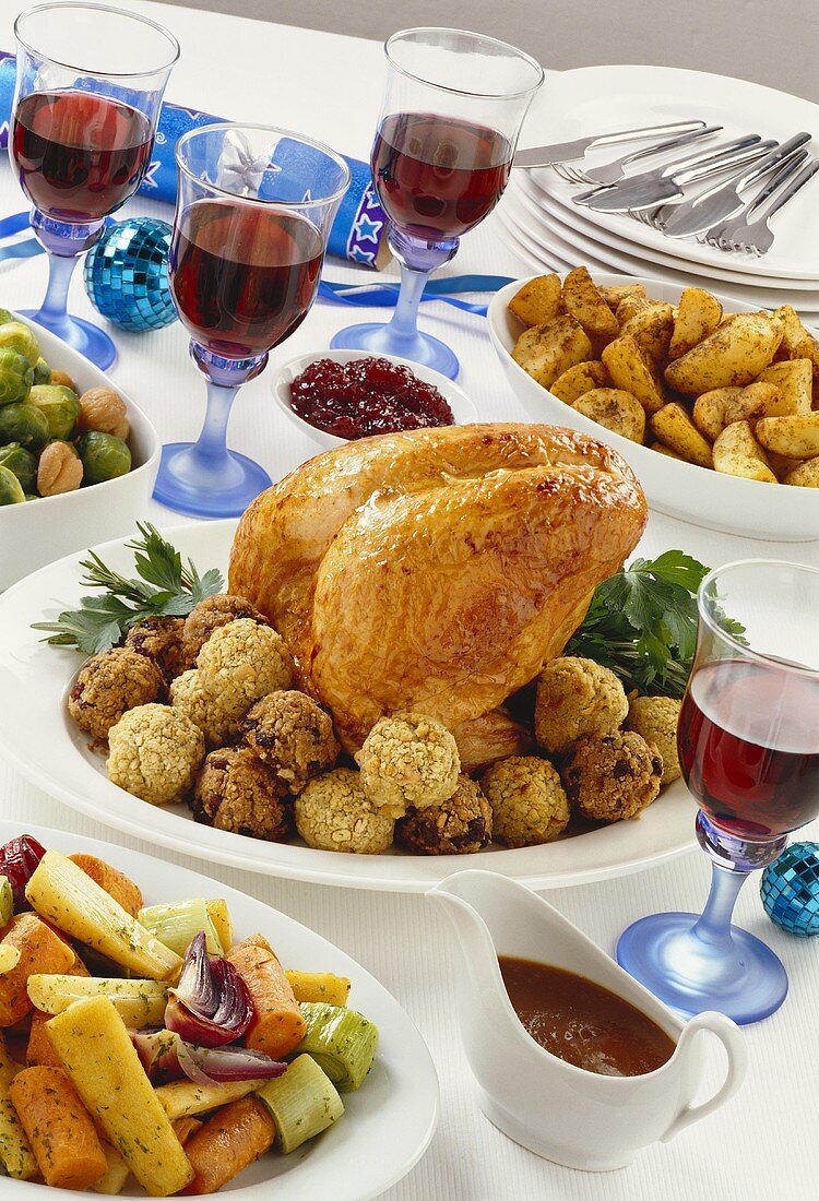 Turkey with various accompaniments