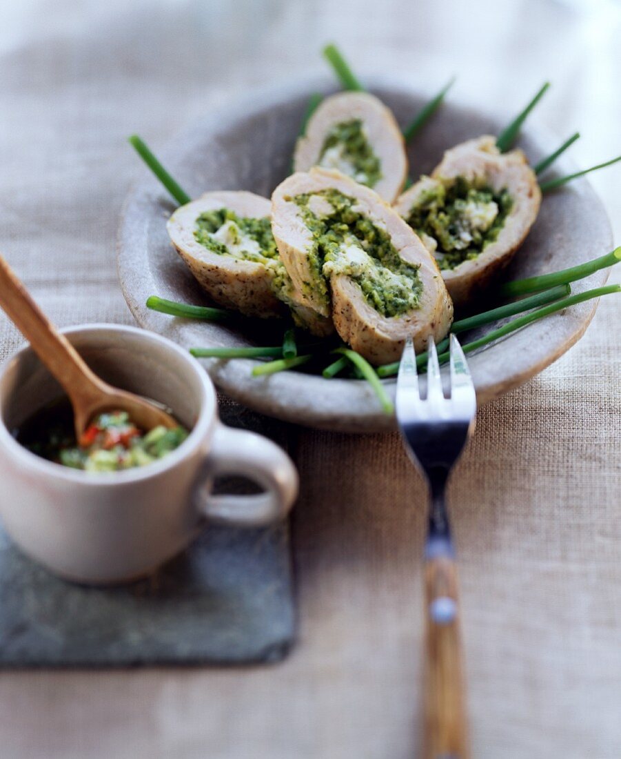 Chicken breast with sheep's cheese & spinach stuffing