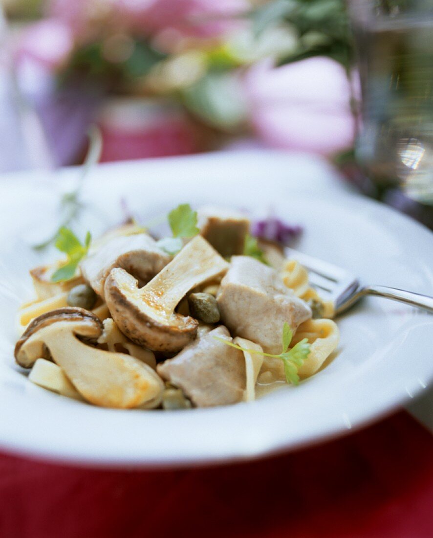 Veal fricassee with capers and ceps