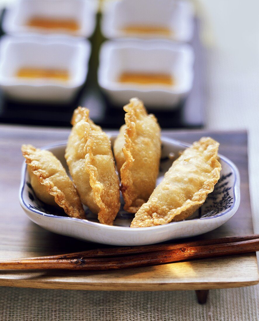 Fried won tons with potato filling