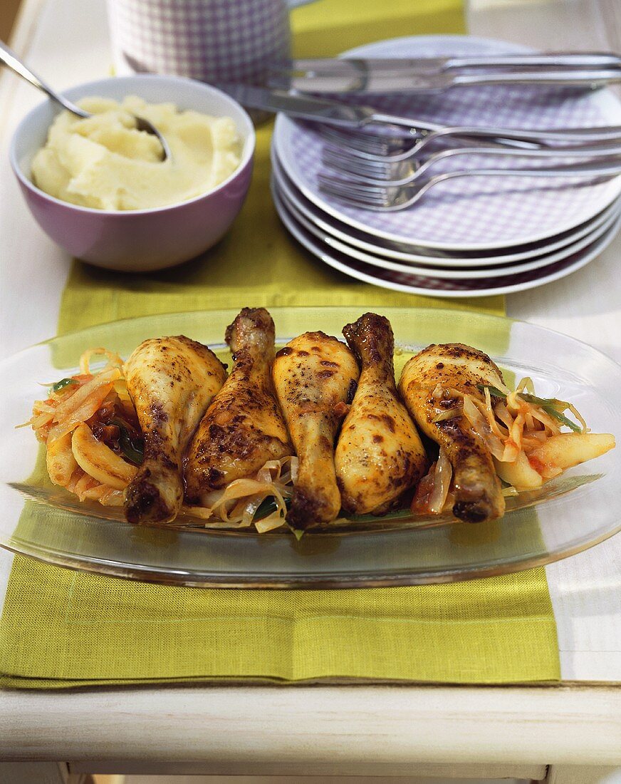 Chicken legs with mashed potato 