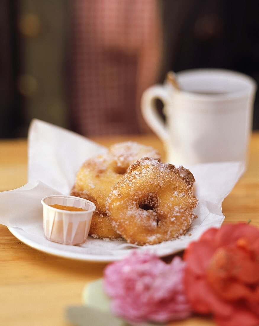 Apple fritters with apricot puree from Bavaria
