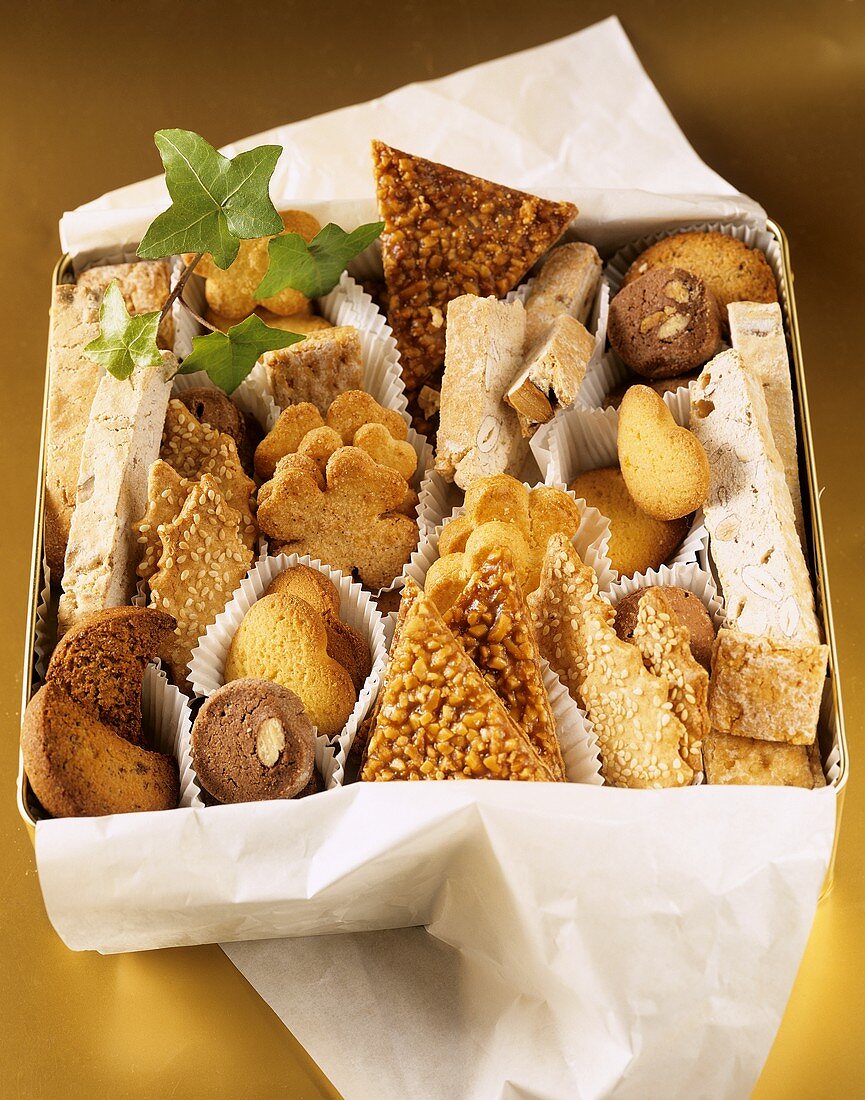 Assorted biscuits in a box