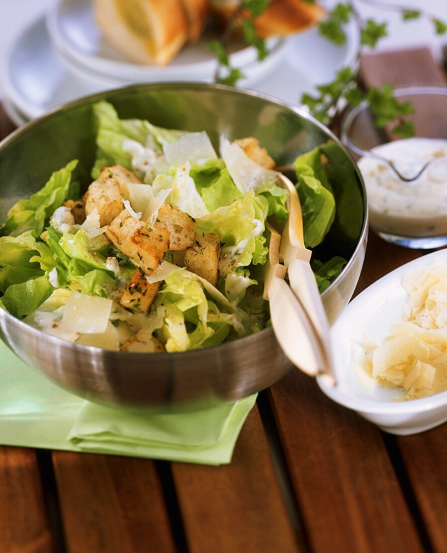 Iceberg lettuce with croutons and Parmesan