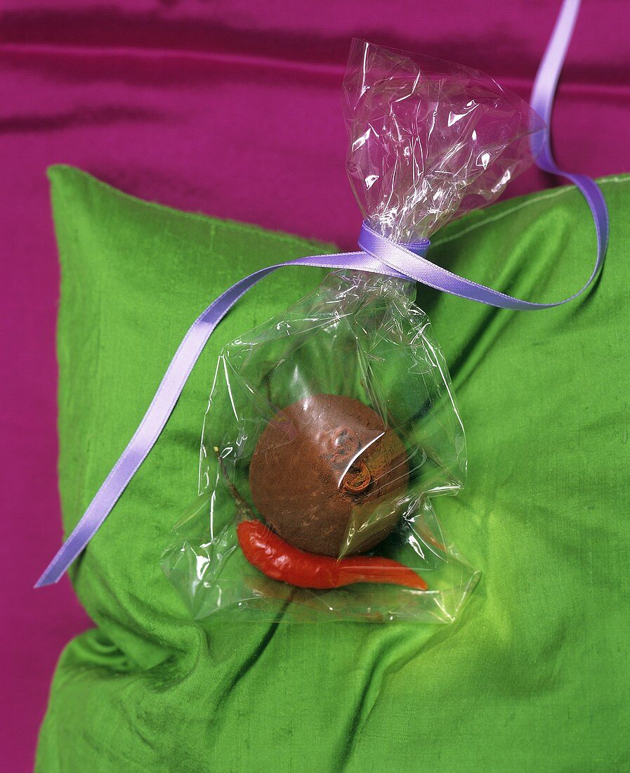 Chocolate with chili pepper to give as a gift