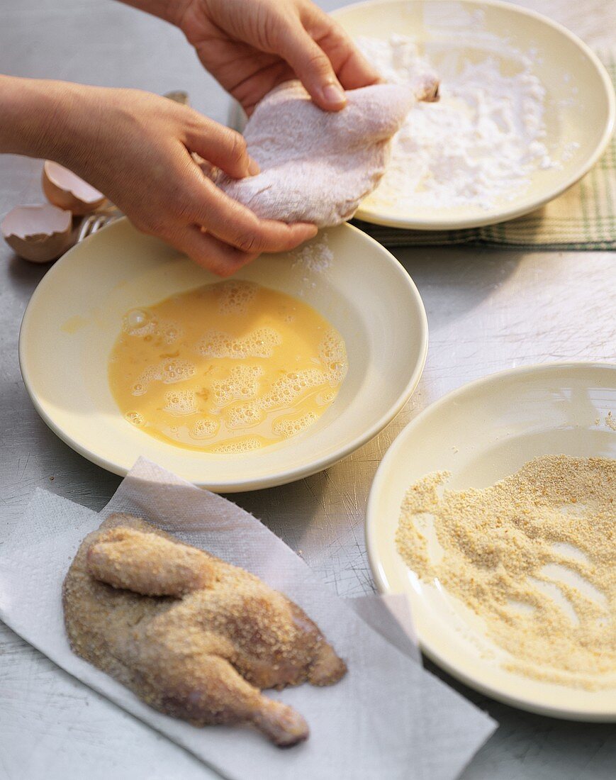 Breading chicken