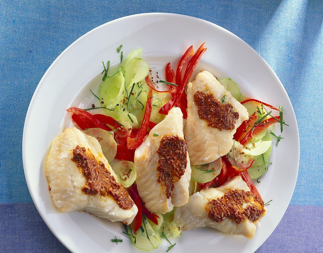 Red perch fillets with chili sauce