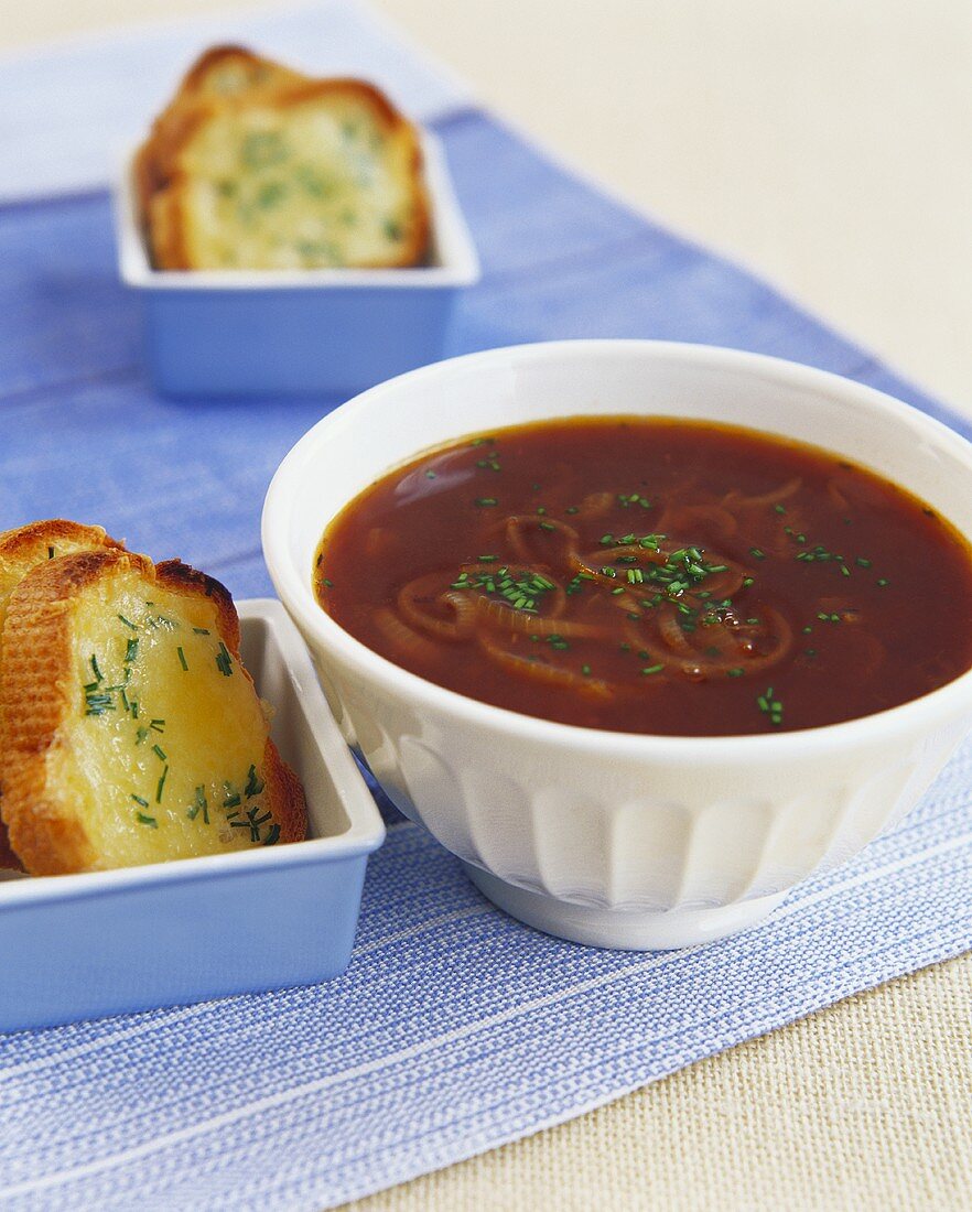 Ox-tail soup with toast