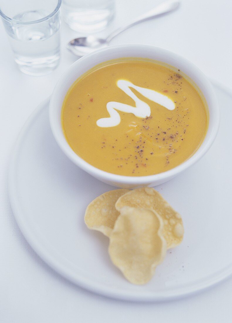 Mustard cream soup with crème fraiche