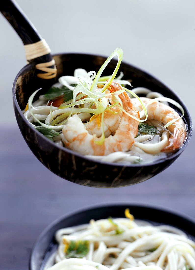 Fish soup with shrimps and noodles
