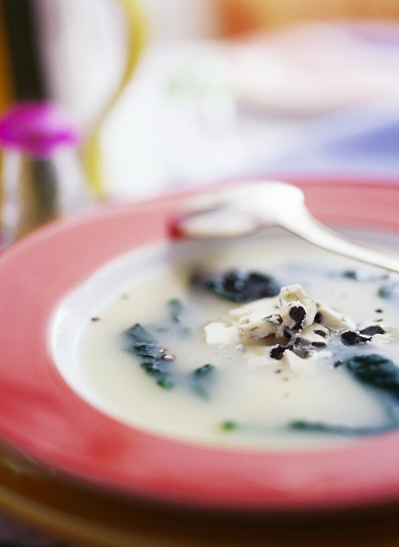 Spinach soup with Roquefort