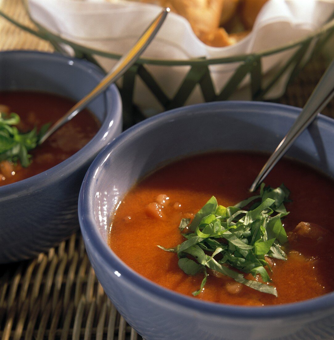 Tomato soup with chopped basil
