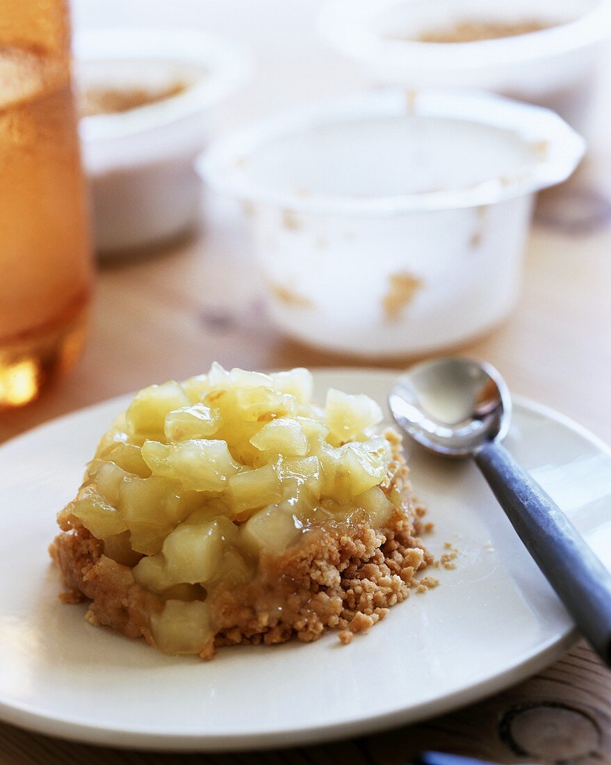 Apple crumble on plate