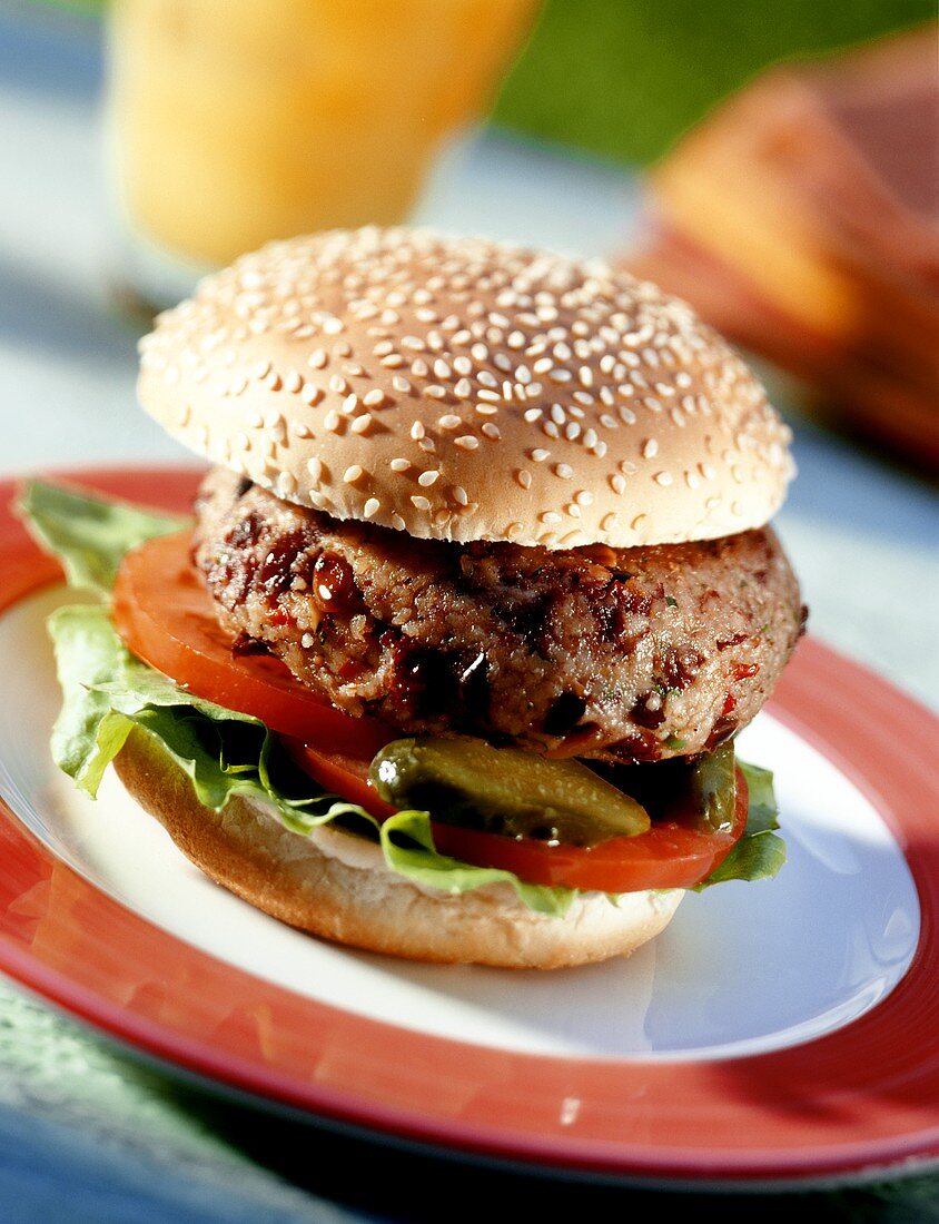 Onion burger on plate