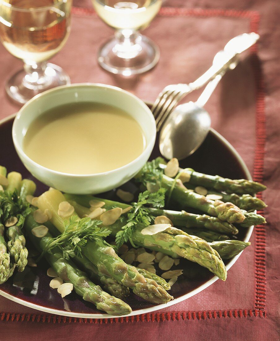 Green asparagus with almond butter