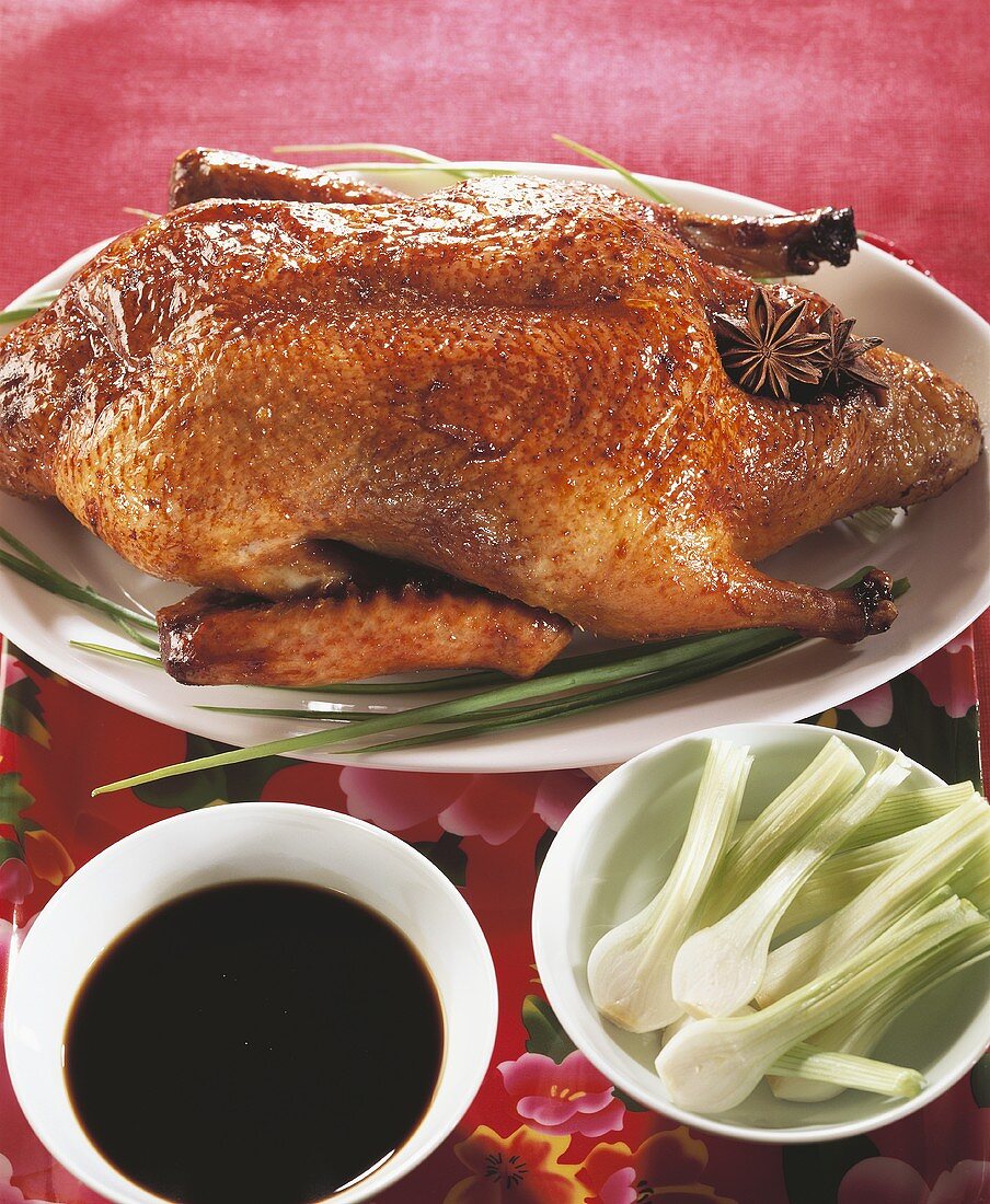 Peking duck with soy sauce and spring onions (China)