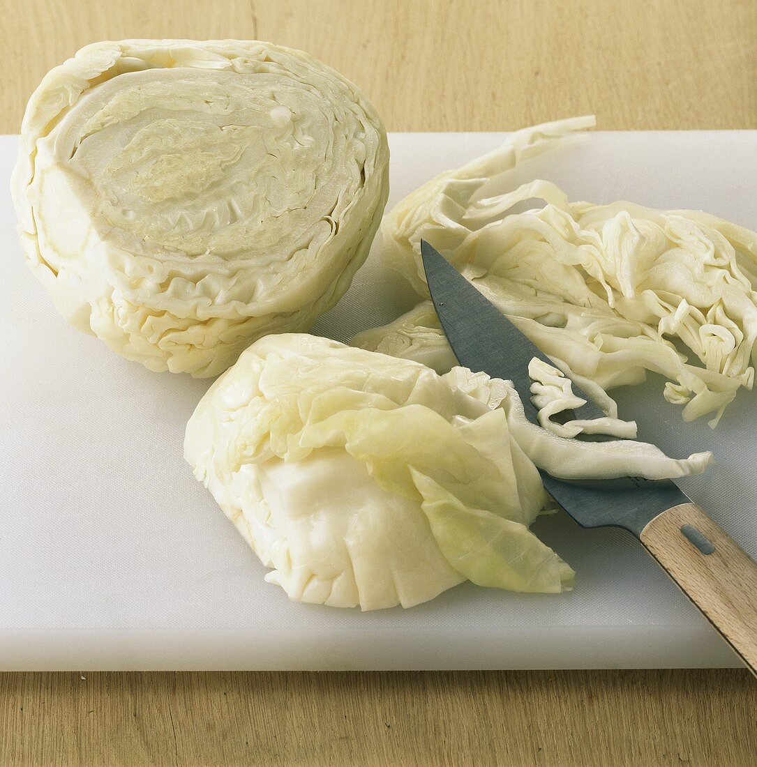 White cabbage, partly sliced