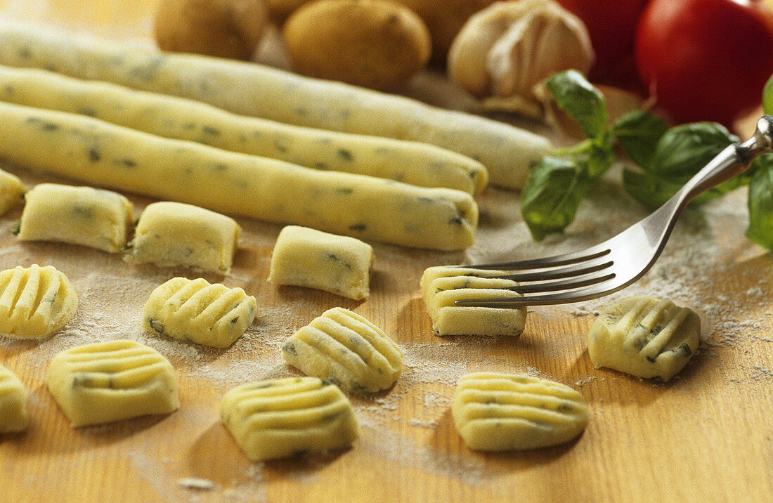 Making herb gnocchi