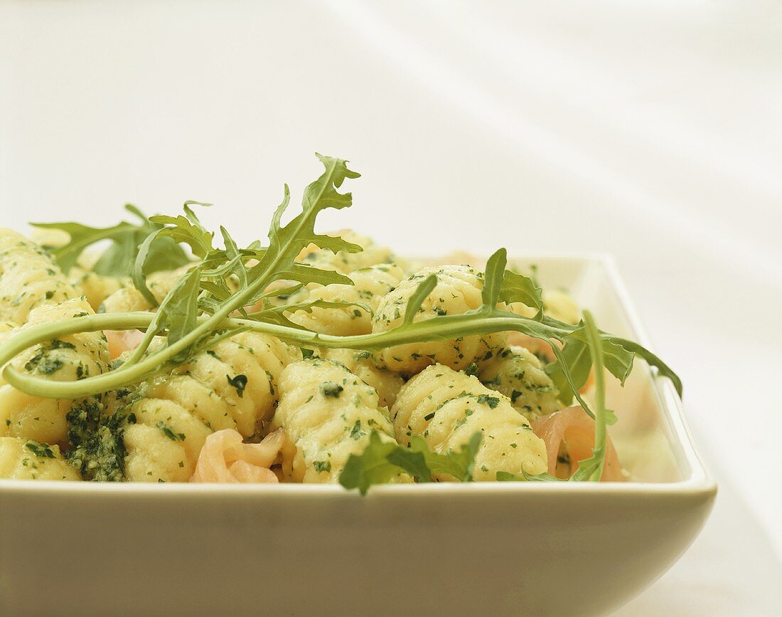 Gnocchi with rocket and salmon