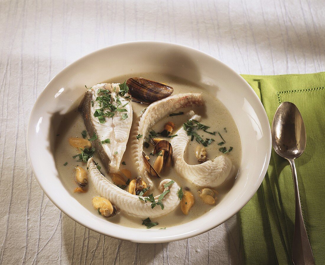 Fish soup with shellfish from Normandy