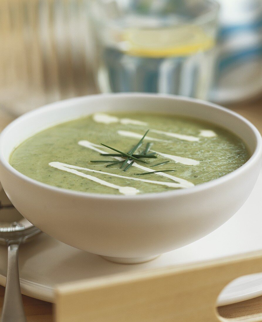 Cold cucumber soup with chives