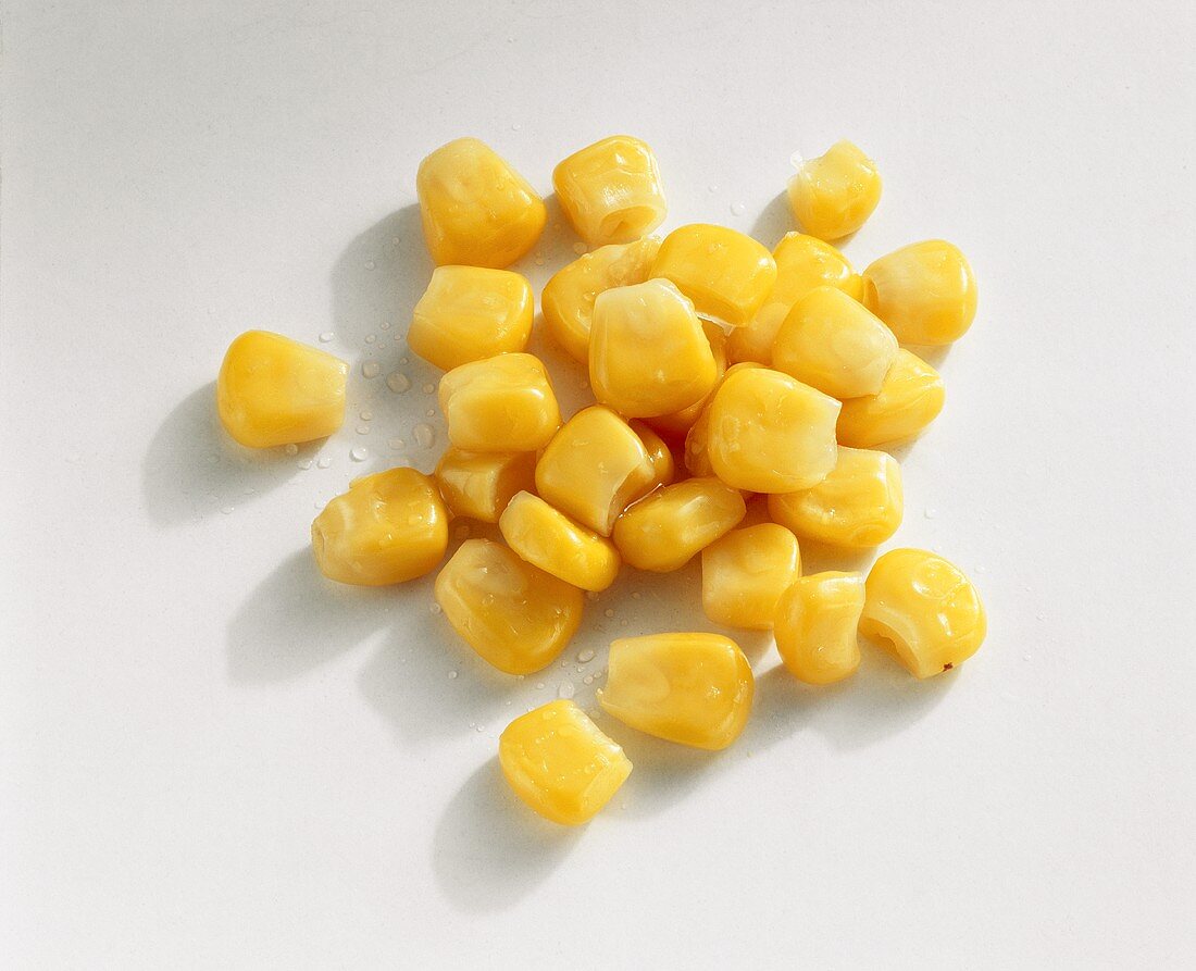Tinned sweetcorn, individual grains