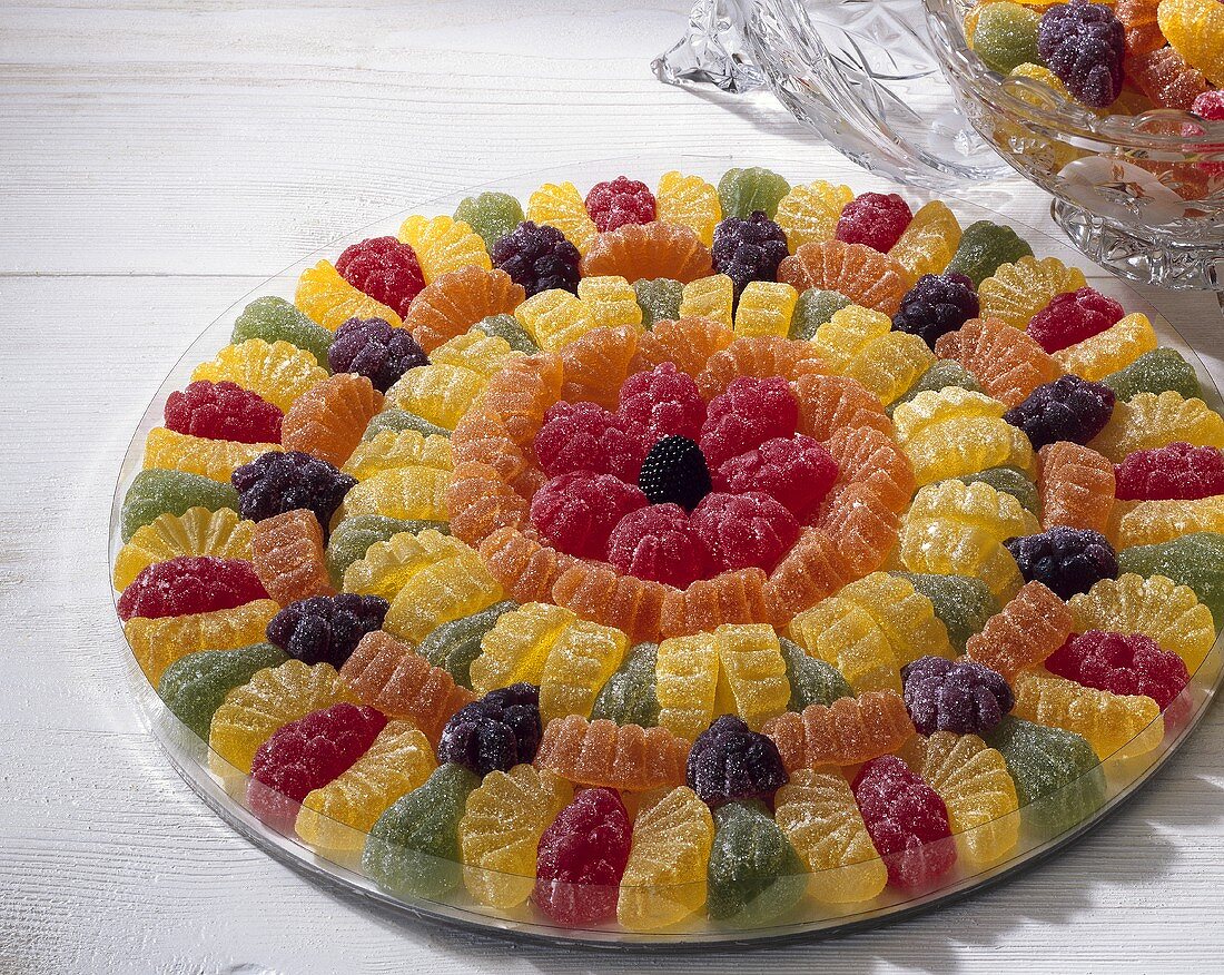 Colourful jelly sweets on plate