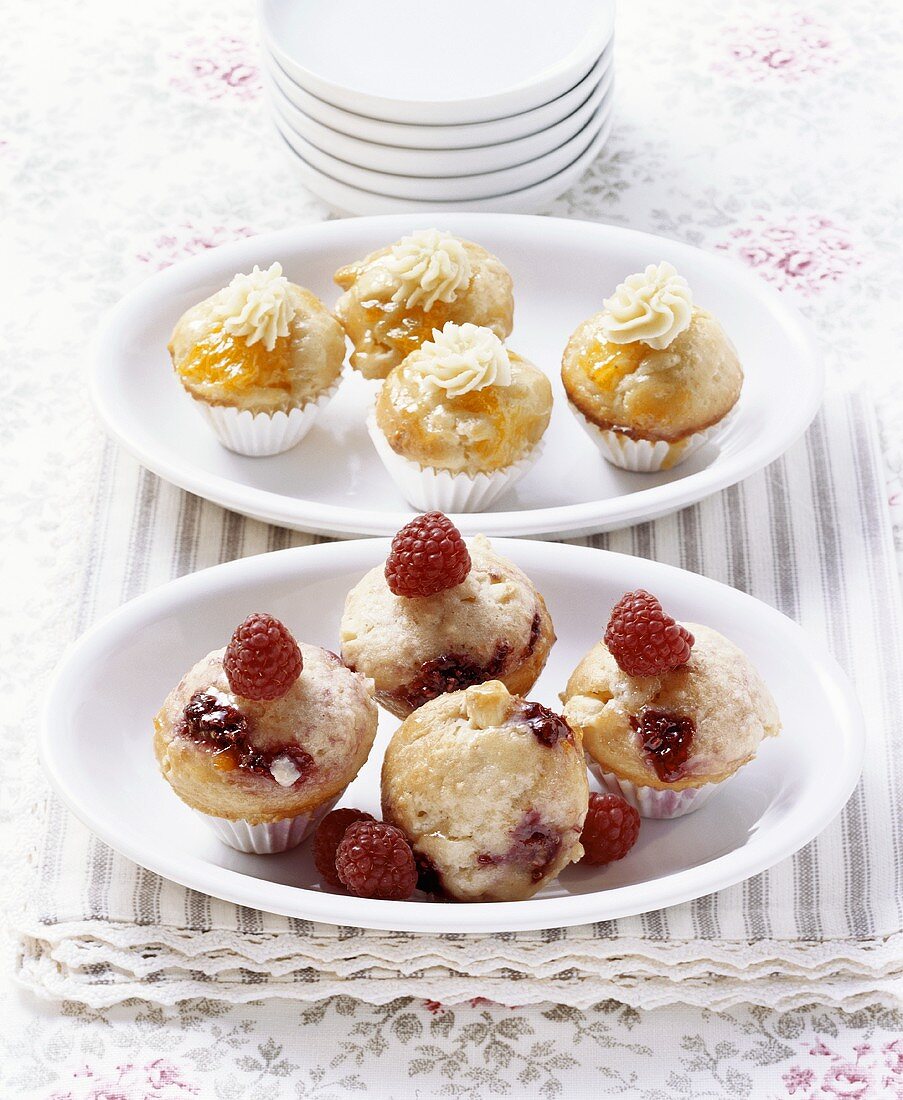 Berry muffins and orange muffins