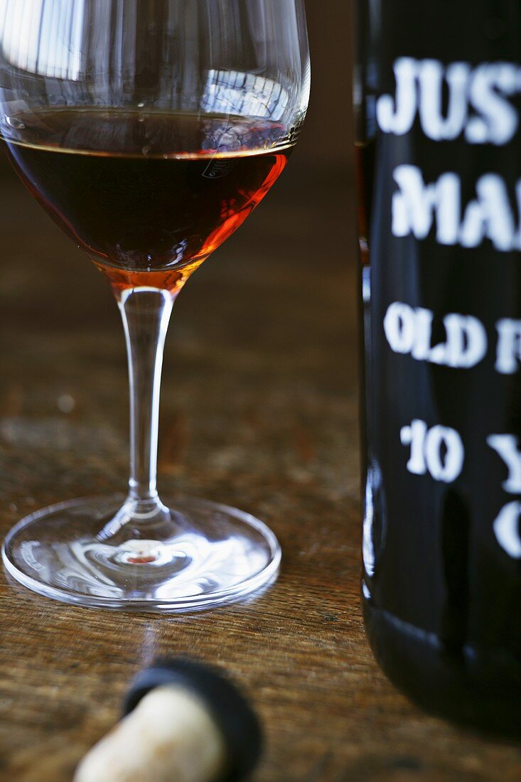 Glass and bottle of Madeira