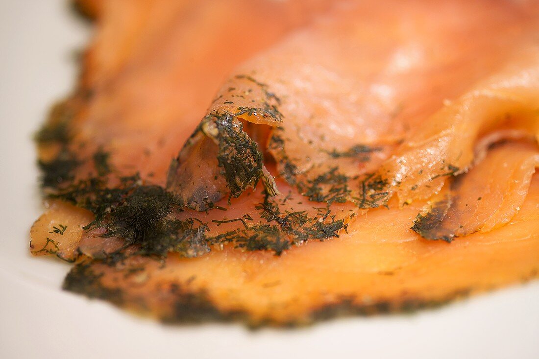 Two slices of gravadlax (close-up)