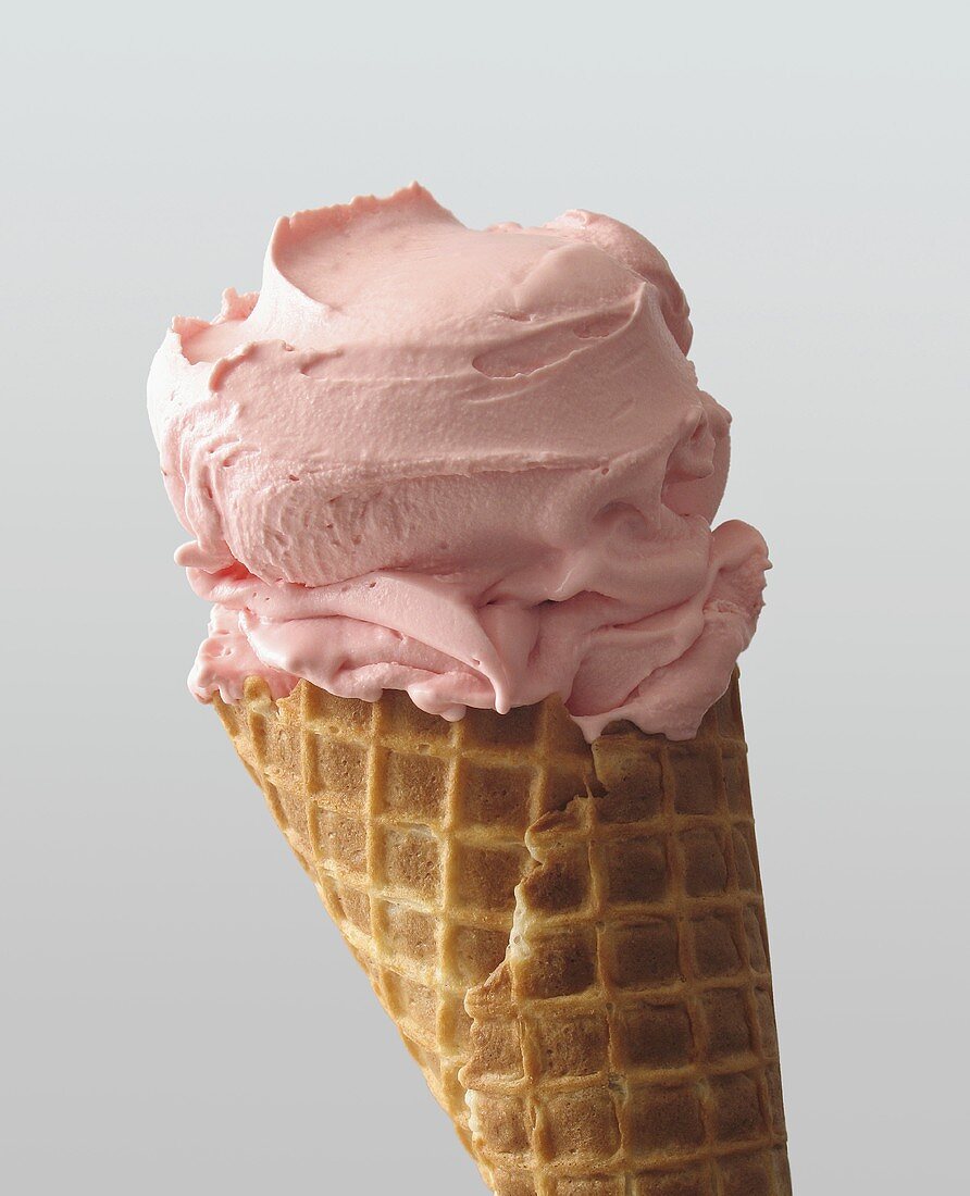 Strawberry ice cream cone